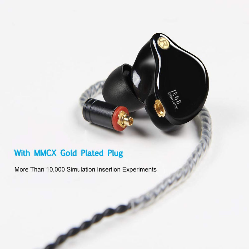 DCMEKA in Ear Monitor Headphones, Superior Sound Wired Earbuds with Tesla Magnet, Professional Sound Isolating Earphones for Singers/Drummers/Musicians, MMCX Connector IEM Earphones (Black UV Coating) No Mic Black UV Coating,3.5mm jack