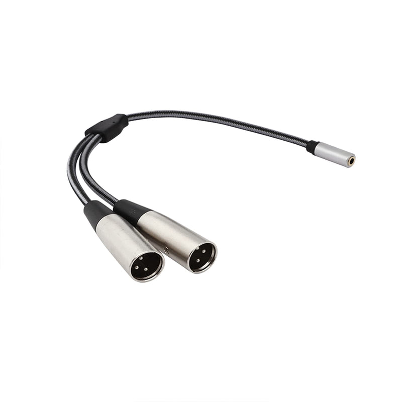 Oluote TRS 3.5mm Female Stereo Jack to Dual XLR Male Cable, Breakout Interconnect And Patch Cable (0.3M) 3.5mm Female to Dual XLR Male