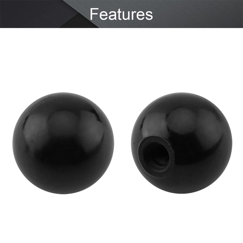[AUSTRALIA] - Othmro 5Pcs Threaded Ball Knobs, 1.57Inch Dia 0.31Inch Thread M8 Female Thread Black Bakelite Handle Thermoset Ball Knob for Lawn Mowers Exercise Equipment Machinery Valves Spigots (AM8x40) M8*40mm 