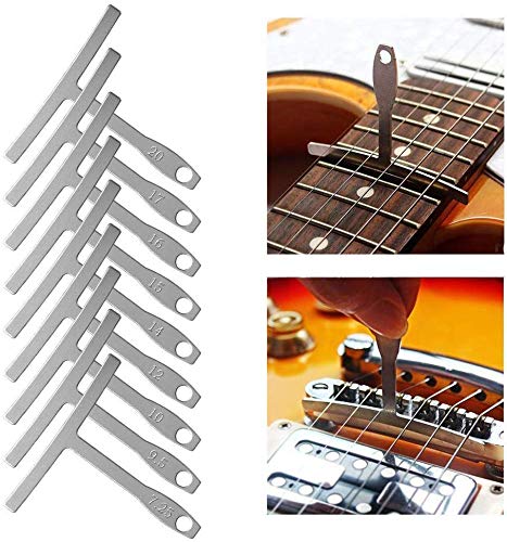 KONIBN 15 Pieces Guitar Luthier Tools Set Including Guitar Radius Gauge, String Action Ruler Gauge, 32 Blades Feeler Gauge, Fingerboard Guards, Grinding Stone for Guitar and Bass Setup