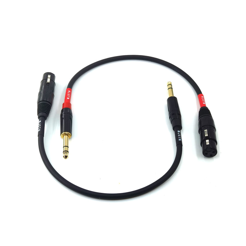 WJSTN XLR to 1/4 TRS Cable 6.35mm Dual Channel to 3-pin XLR （Female）, XLR to 1/4 Stereo Balanced Microphone Adapter 2Pack (1FT) 1FT