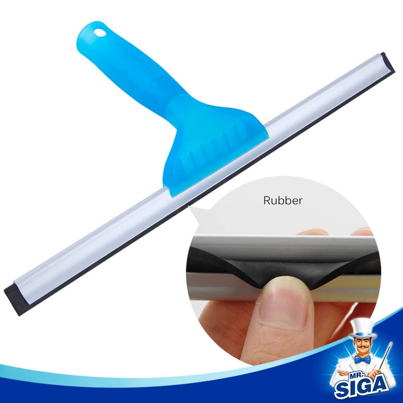 MR.SIGA Professional Window Cleaning Combo - Squeegee & Microfiber Window Scrubber, 14" 14-inch