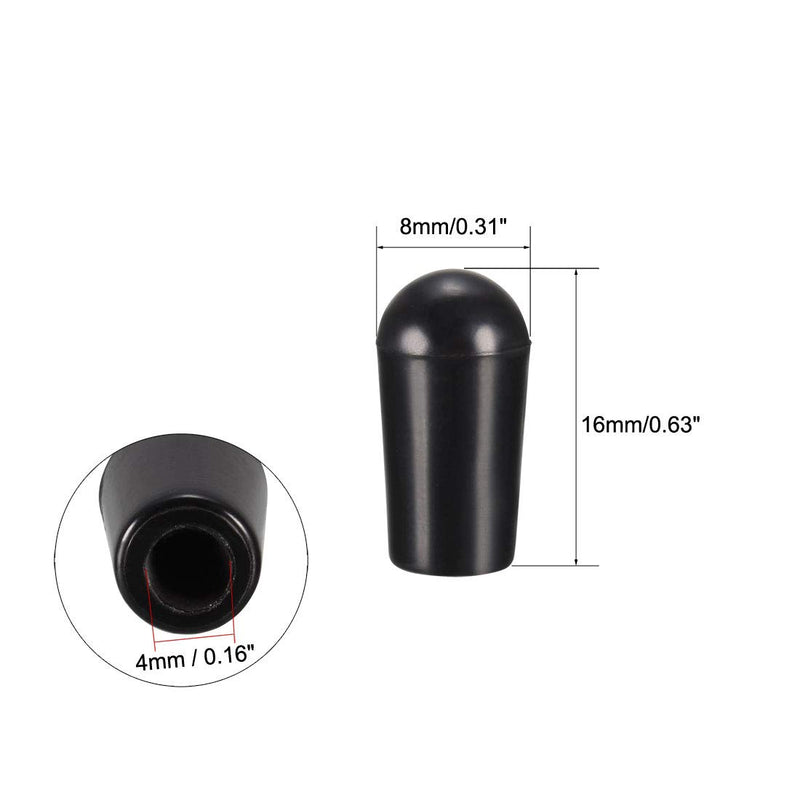 sourcing map M4 Switch Tip Knob Cap Plastic Replacement for 3 Way Toggle Pickup Selector Black 5pcs