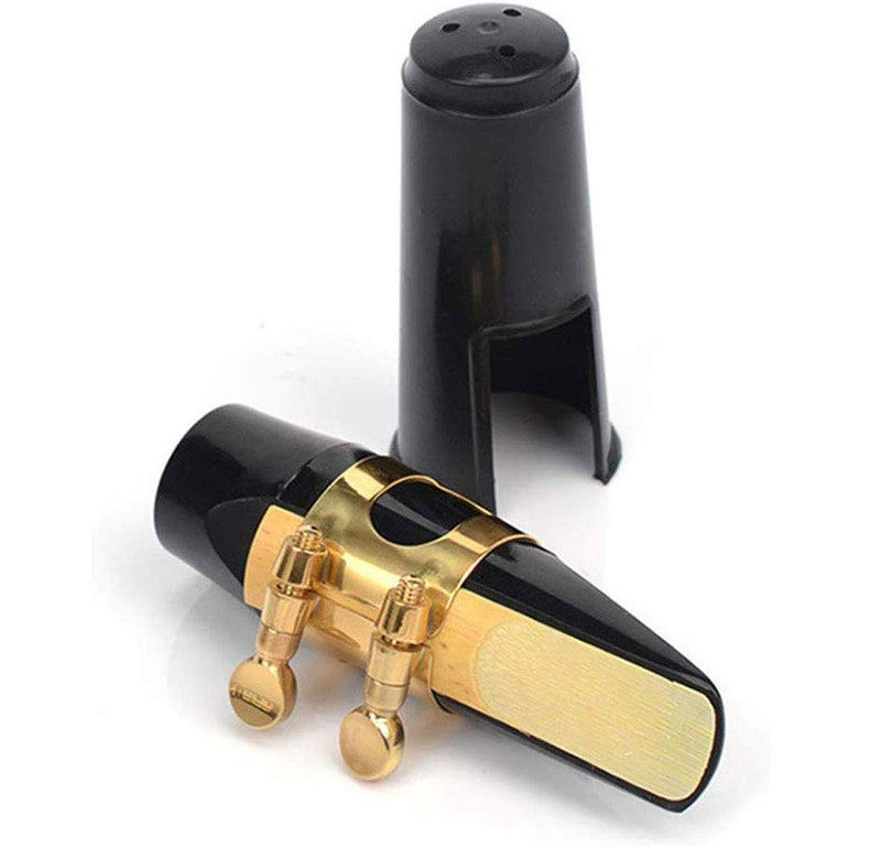 Tzong Alto E Saxophone Mouthpiece Set Gold Clip Saxophone Replacement Parts Black Clarinet Pickup + Reed+Mouthpiece Pad + Cap