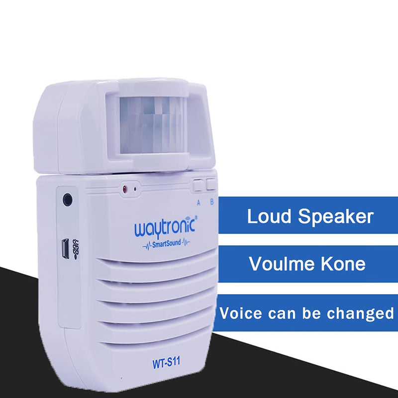 Waytronic PIR Infrared Motion Sensor Activated Sound Player Loudspeaker with Recordable Audio Alarm Motion Detector for Door Greeter Welcome Guests Entry Alert And Sales Advertising