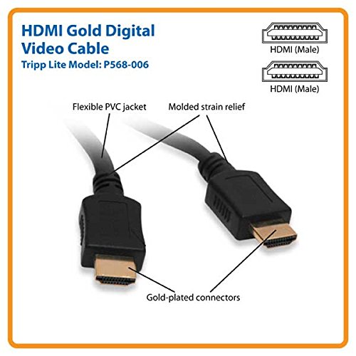 Tripp Lite High Speed HDMI Cable, Ultra HD 4K x 2K, Digital Video with Audio (M/M), Black, 6-ft. (P568-006) 6 ft. Standard