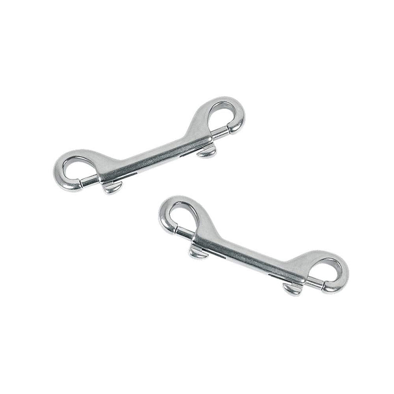 Huture 5 Pack 3.5’’ Double Ended Bolt Snaps Hook Zinc Alloy Trigger Chain Metal Clips Key Holder for Water Bucket Pet Feed Bucket Agricultural Equine Home Dog Leash Garage Use, Nickel Plated, Silver