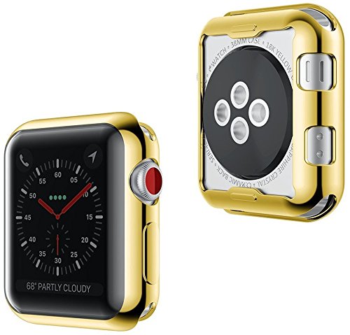 Josi Minea Apple Watch [38mm] Protective Snap-On Shell Bumper Case - Premium Anti-Scratch & Shockproof Ultra Thin TPU Silicone HD Cover Shield Guard for Apple Watch Series 3, 2 & 1-38mm [ Gold ]