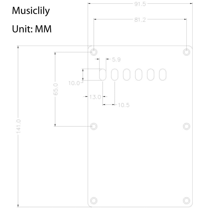 Musiclily 6 Hole Guitar Back Plate for China Made Squier, 3Ply Black