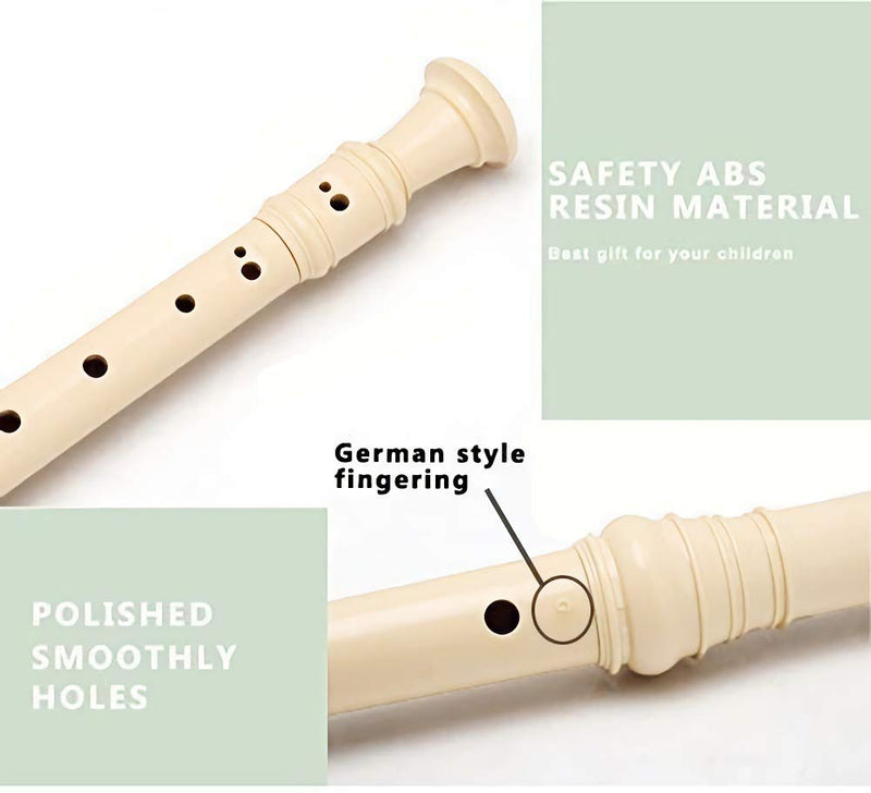 Skoye Soprano Recorder,Ivory White German Style 8 Hole with Cleaning Rod, Storage Bag