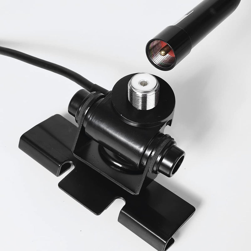 Mobile Radio Antenna GMRS 155MHz/460MHz Bendable Soft Whip Car Radio Antenna w/16.4ft Coaxial Cable PL259 Male Connector and Bracket Clip NL-R2
