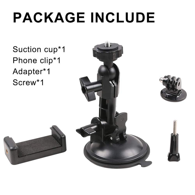 [AUSTRALIA] - Powerful Suction Cup Camera Car Mount with Tripod Adapter and Phone Holder for GoPro Hero 10/9/8/7/6/5 Black,4 Session,4 Silver,3+,iPhone,DJI Osmo Action,Samsung Galaxy,Google Pixel and More 