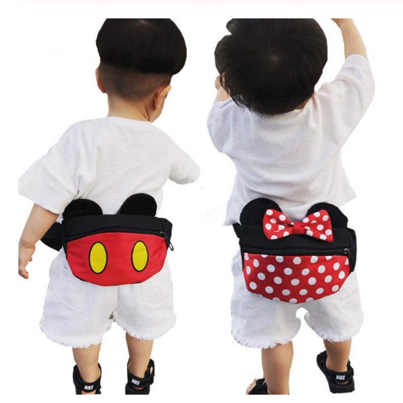 Toddlers Boys Girls Cartoon Fanny Pack Waist Pack Cute Canvas Crossbody Purse Handbag with Mouse Ears Pattern 2