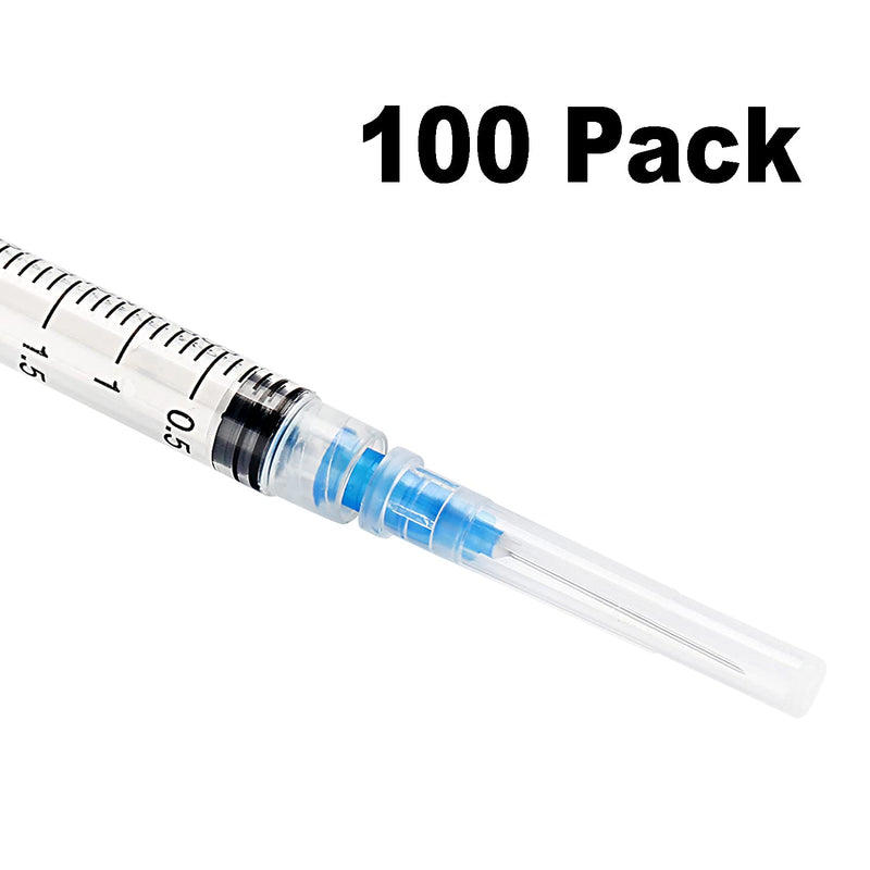 100Pack 3ml/cc with 23Ga 1.5” Safety Individually Wrapped