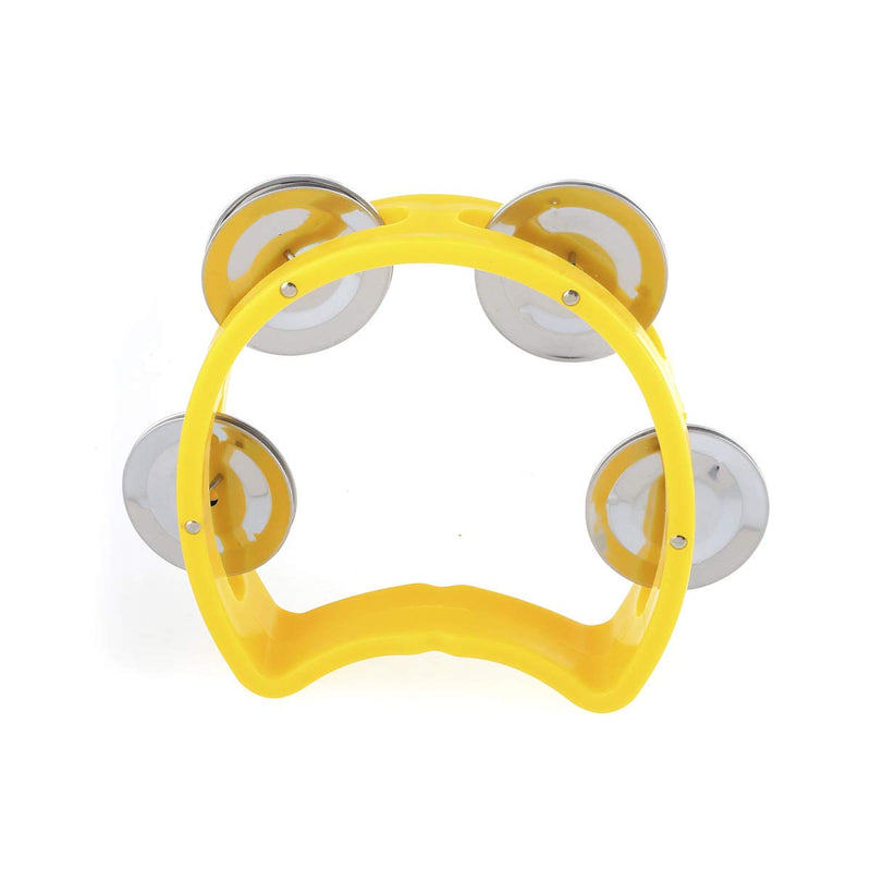 Musiclily Plastic Handheld Half Moon Tambourines Percussion Jingles Musical Instrument, Red/Yellow(Pack of 10) 10Pcs