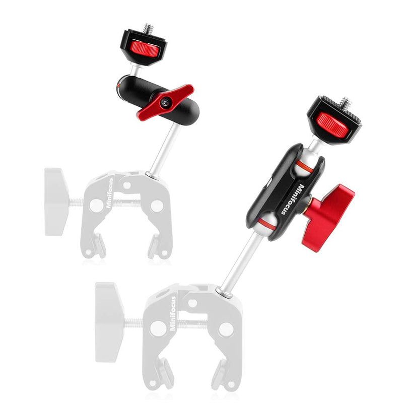 Mini Magic Arm with Dual Ball Heads, MINIFOCUS Tripod Magic Arm with 1/4 Screw for Monitor Microphone LED Video Light Flashlight Mini Magic Arm