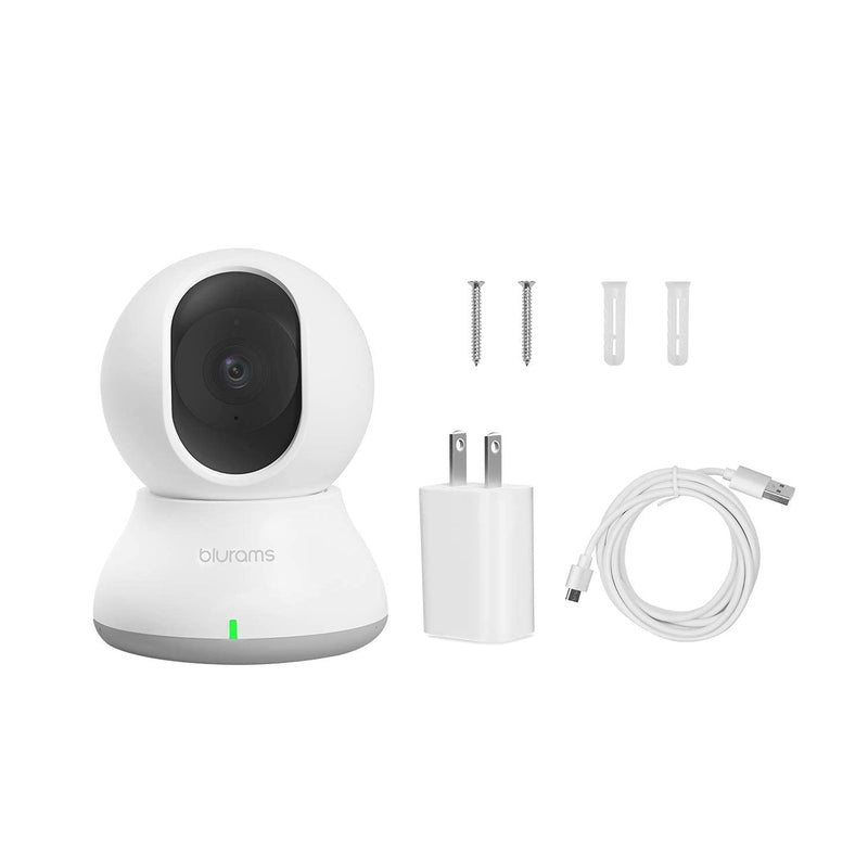 Security Camera 2K, blurams Baby Monitor Dog Camera 360-degree for Home Security w/ Smart Motion Tracking, Phone App, IR Night Vision, Siren, Works with Alexa & Google Assistant & IFTTT, 2-Way Audio 1 White