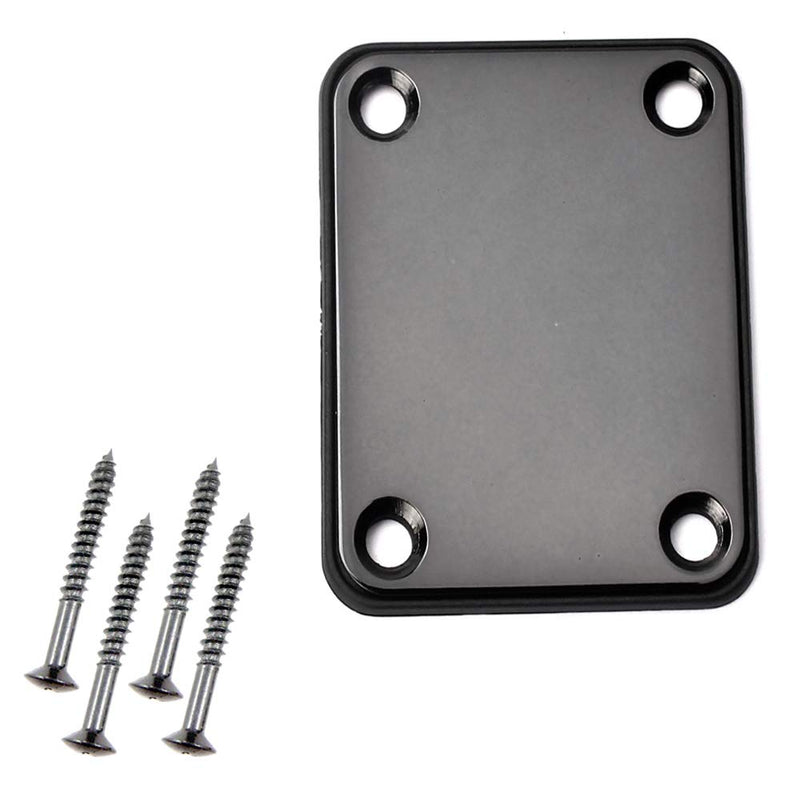 3 Pack Different Colors Electric Guitar Neck Plate with Crews, SourceTon Guitar Neck Plate (Silver, Black, Gun Black) for Replacement Electric Guitar Part