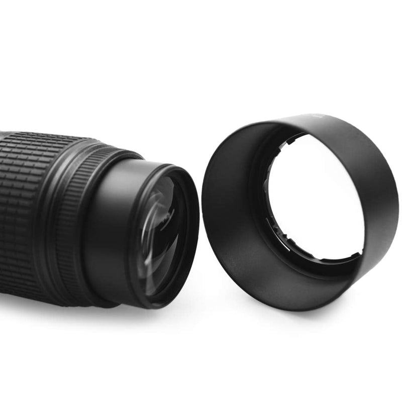 kinokoo 58mm UV Filter Camera Lens Accessories Kit for Nikon D5600/D5300/D3400/D3500, 58mm Reversible Lens Hood Matched with a 58mm Lens Cap and a Lens Cap Leash, Lens Shade Kit/Lens Cap Set (D) D