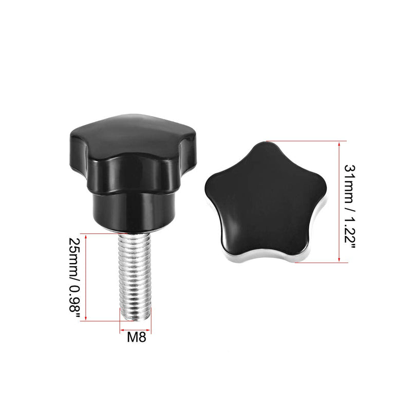 uxcell Clamping Handle Screw Knobs Handle M8 x 25mm Threaded Star-Shape 8pcs