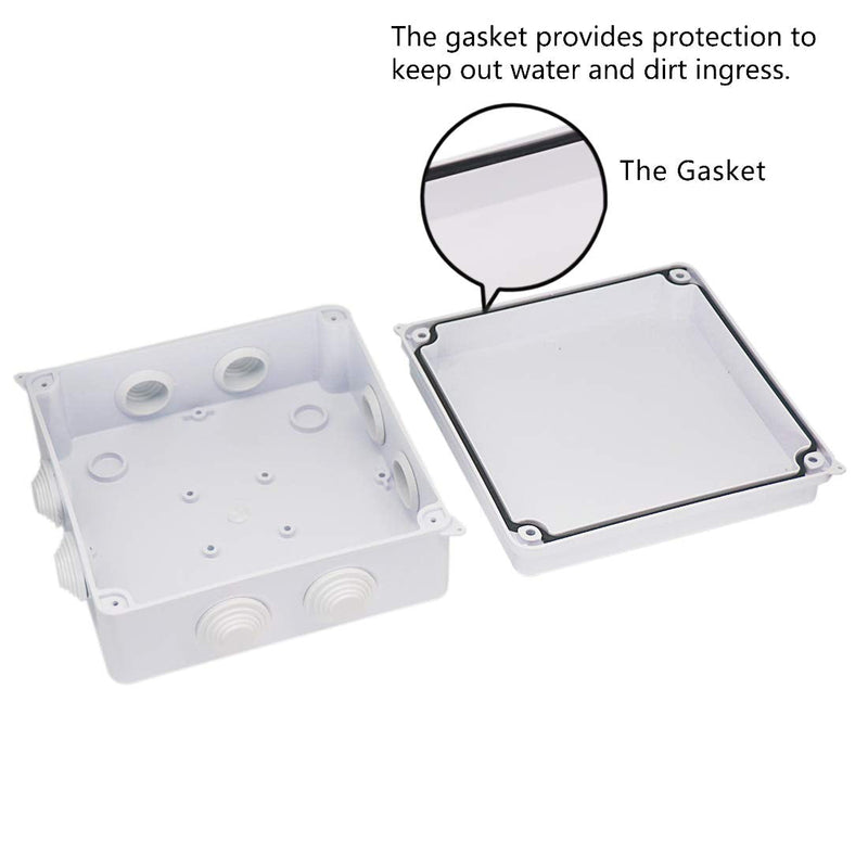 Zulkit Junction Box ABS Plastic Dustproof Waterproof IP65 Universal Electrical Boxes Project Enclosure White 5.9 x 5.9 x 2.8 inch (150 x 150 x 70mm) 5.9" x 5.9" x 2.8" With Holes