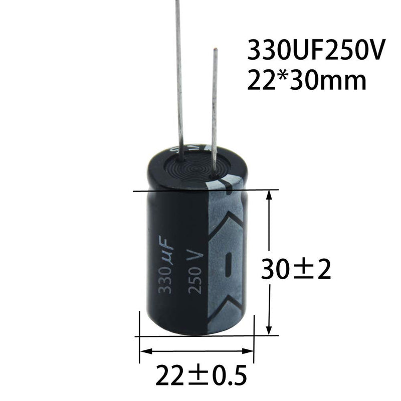 250V Capacitor 330uF 22X30mm High Voltage DIP Capacitors for Maintenance and Electronic Project Design XUANSN Electrolytic 250v330uf