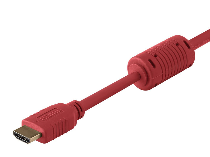 Monoprice 3ft 28AWG High Speed HDMI Cable w/Ferrite Cores - Red