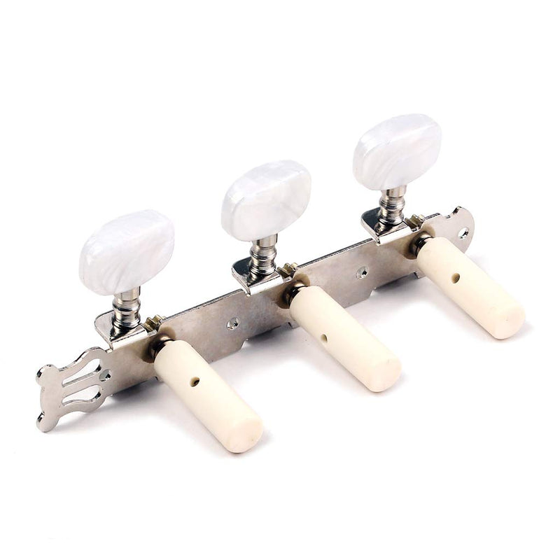 Alnicov 2 Pcs Guitar Machine Heads Tuning Pegs Tuning Keys Tuners For Classical Guitar With Mounting Screws, 3L 3R Chrome, White