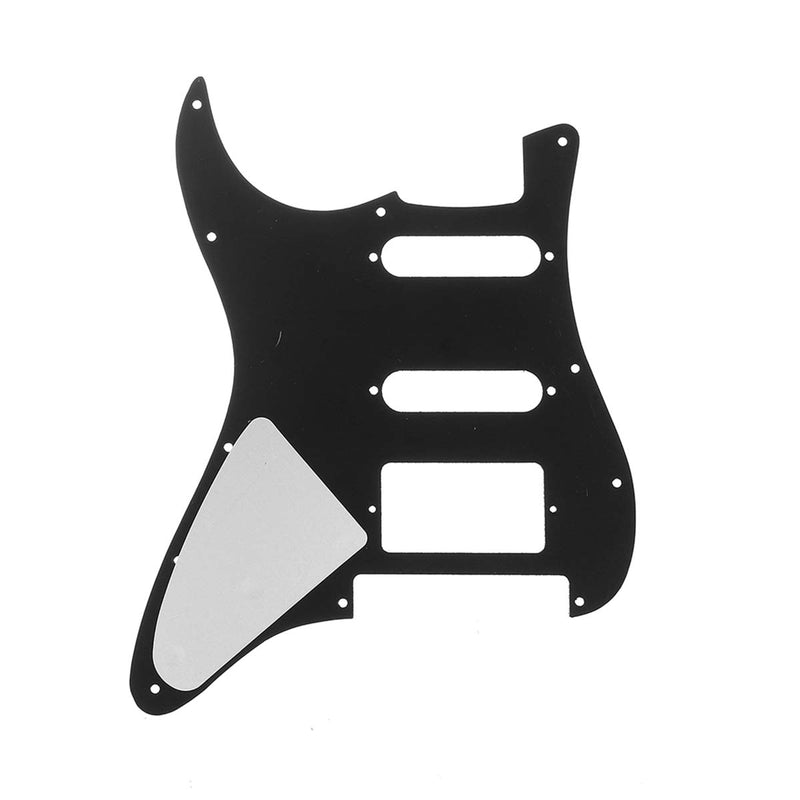 Musiclily Pro 11-Hole Modern Style Strat HSS Guitar Pickguard Scratch Plate for American/Mexican Fender Stratocaster Floyd Rose Bridge Cut, 3Ply Black