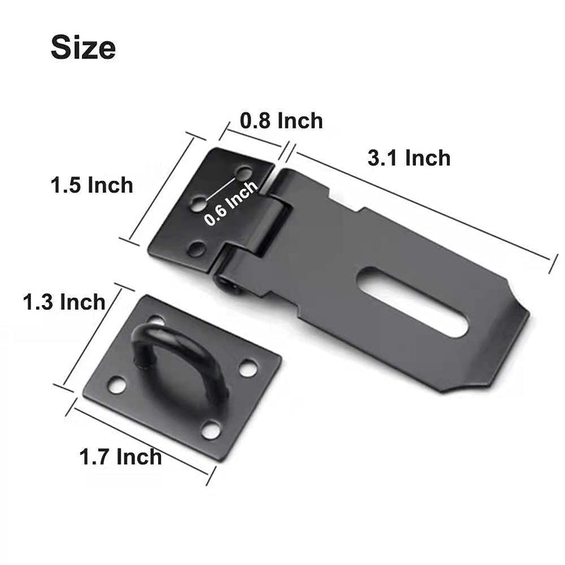 Axuansor Padlock Hasp Latch Locks 3 Inch Stainless Steel Door Lock Hasp Latch Matte Black Gate Hasp for Door Shed Gate Cabinet with Screws 2 PCS