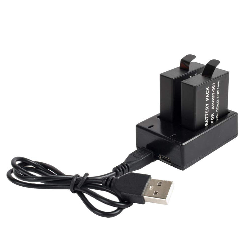 Dual Battery Charger for GoPro Hero 5/6 Come with USB Cable for Rapid 2 Channel Charging