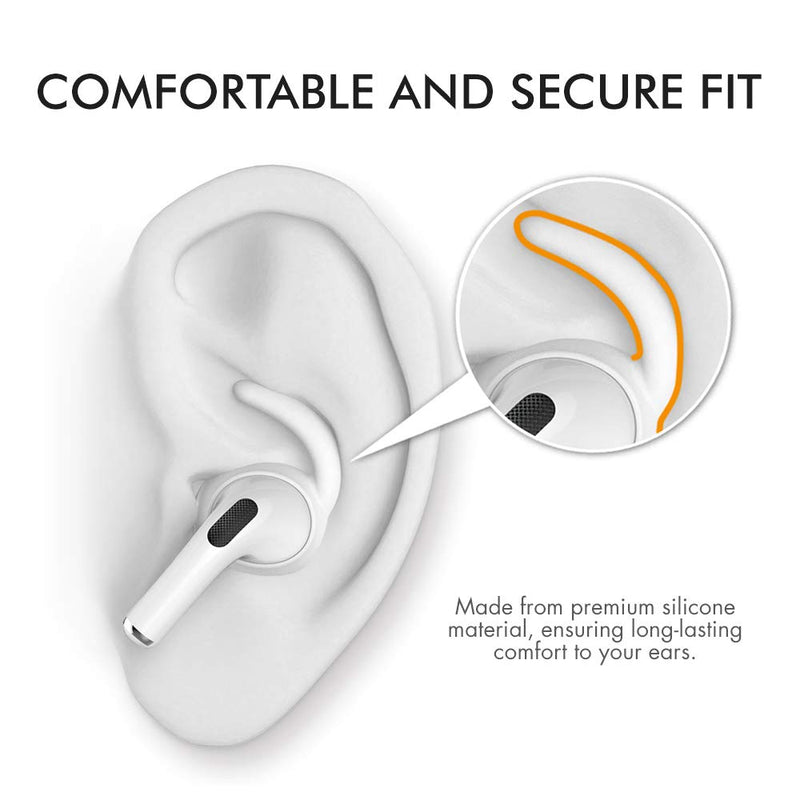 AhaStyle 3 Pairs AirPods Pro Ear Hooks Covers [Added Storage Pouch] Anti-Slip Ear Covers Accessories Compatible with Apple AirPods Pro (White) for AirPods Pro Gen 1 [White 3 Pairs]