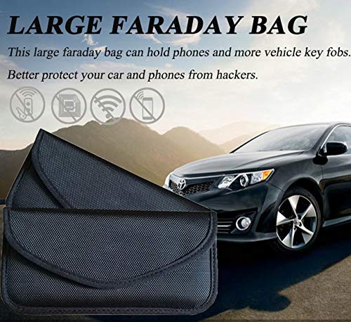 Faraday Bag(2 Pack),RFID Signal Blocking Bag Shielding Pouch Wallet Case for Cell Phone Privacy Protection and Car Key FOB, Anti-Tracking Anti-Spying（Black） Black/2 Pack