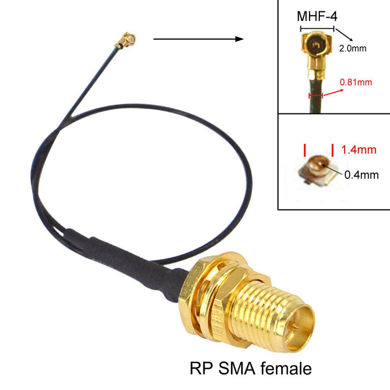 UFL to SMA M.2 NGFF IPX IPEX MHF4 to RP SMA Female (Male pin) RF Pigtail WiFi Antenna Extension Cable 0.81mm for PCI WiFi Card Wireless Router M.2 Cards Pack of 2 (19.6 inch (50 cm)) 19.6 inch (50 cm)