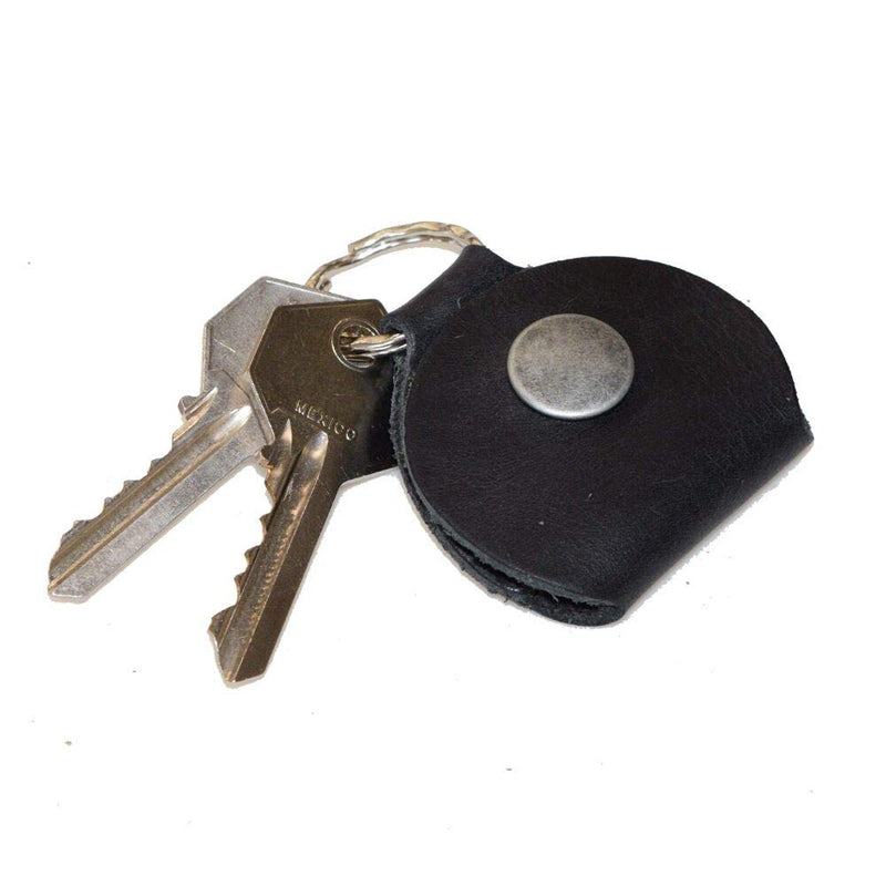 Rustic Guitar Pick Holder Leather Key Chain Handmade by Hide & Drink :: Charcoal Black