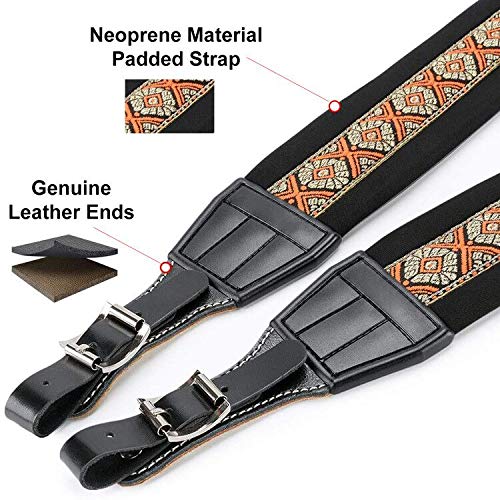 [AUSTRALIA] - Accordion Straps, Soft Padded Adjustable Accordion Genuine Leather Ends Shoulder Straps for 16-120 Bass, Set of 2 (Retro Style) Retro Style 
