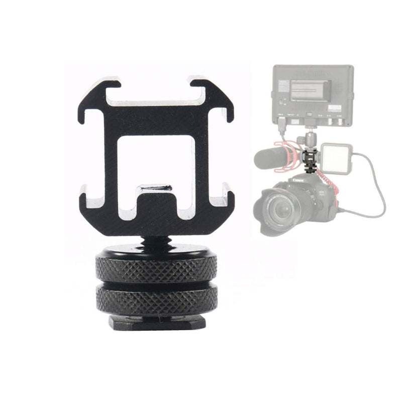 Camera Hot Shoe Holder, Triple Hot Shoe Base Mount Adapter Extend Holder for Microphone Monitor LED Video Light, Flash Lights, Audio Recorder