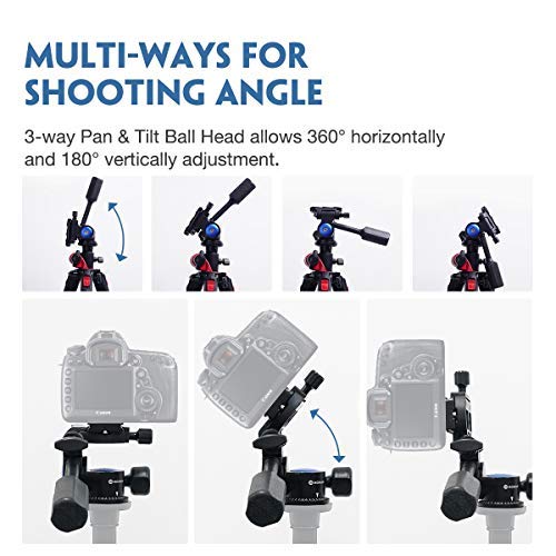 Moman Tripod Fluid Drag Pan Head with Handle and 1/4 Quick Release, Lightweight 3-Ways Panning Ball Head with 22 lb Payload for Tripod Monopod, Slider, DSLR Cameras and Light Stands