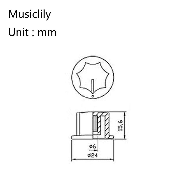 Musiclily Pro Metric Size 18 Splines Jazz Bass Knobs for Asia Import Bass Split Shaft Pots, Black(Set of 3)