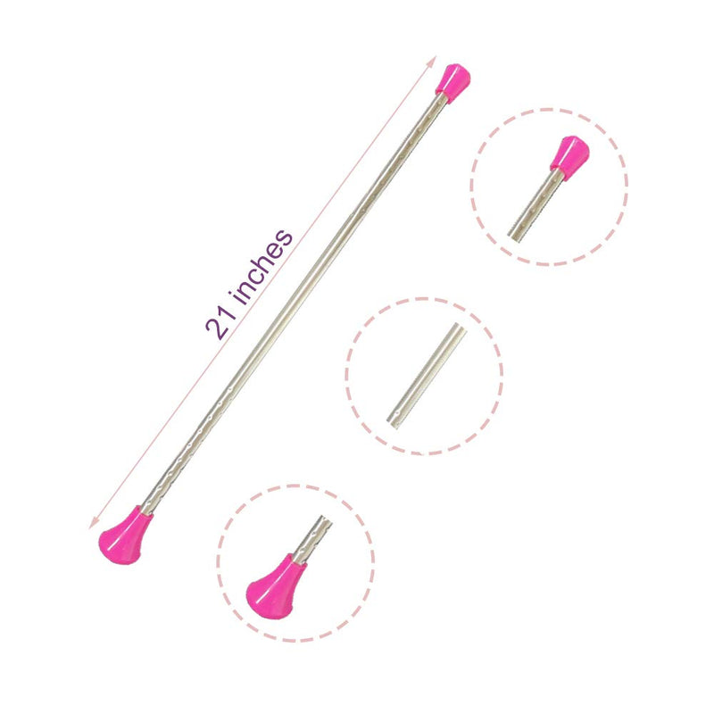 Twirling Baton 21 Inches Marching Baton Spinning Dance Baton Metal Gymnastics Parade Stick for Child in Majorette 2 pack pink