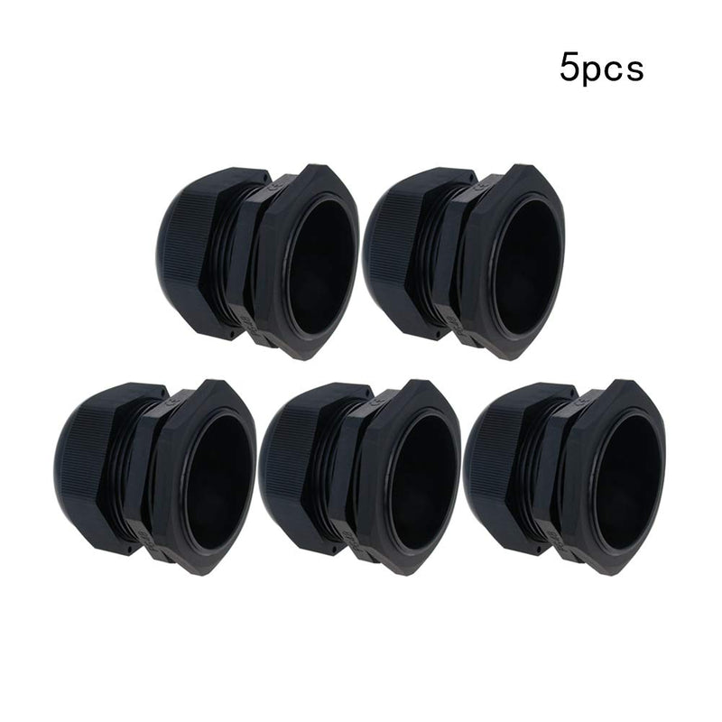 Fielect 5Pcs Plastic Waterproof PG48 Cable Glands Joints Adjustable Connector Black for 37-44mm Dia Cable