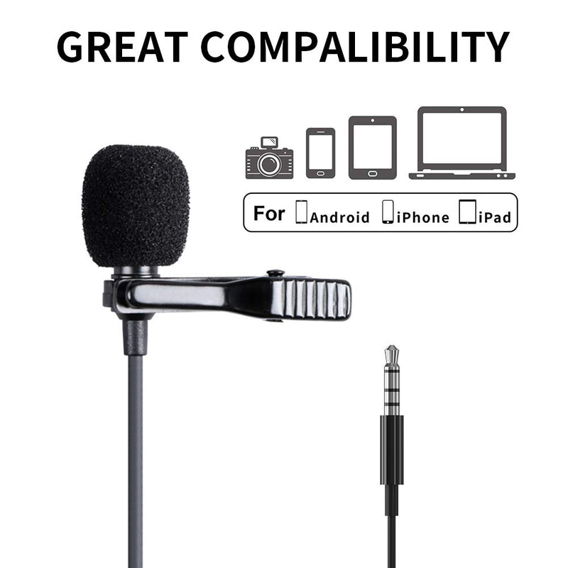 [AUSTRALIA] - FAPO Mini Clip-on Lapel Lavalier Condenser Microphone with 3.5mm Headphone Output Jack, Omnidirectional Condenser Mic Compatible with iPhone and Android Smartphones 