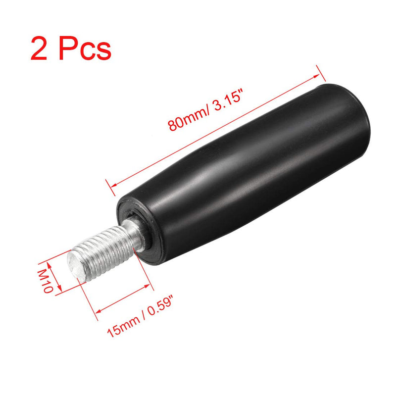 uxcell 2Pcs Revolving Handwheel Machine Handle M10 Male Threaded Stem for Milling Machinery M10 x 80mm