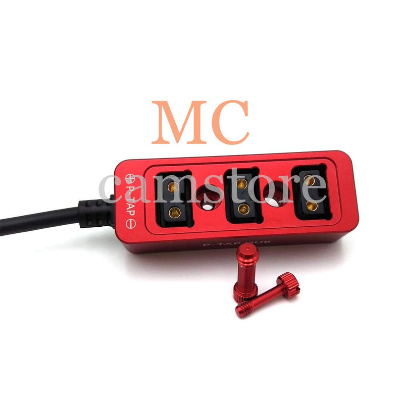 MCcamstore Metal Triple P-TAP D-tap Splitter,D-tap to 3ports D-tap P-tap Splitter,Dtap Three-Way Splitter Battery hub (RED)