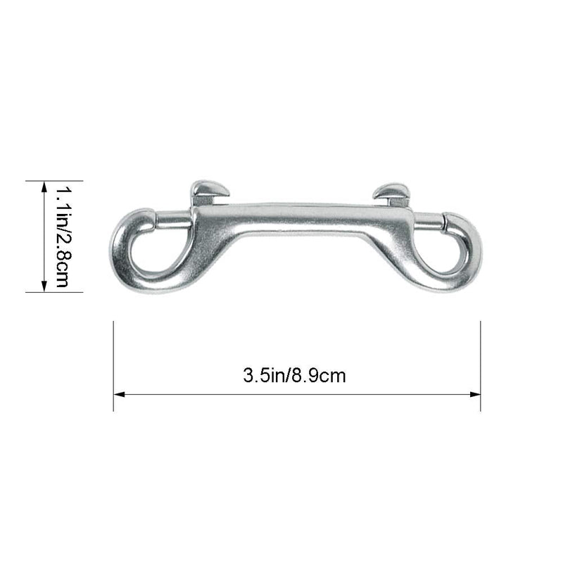 Huture 5 Pack 3.5’’ Double Ended Bolt Snaps Hook Zinc Alloy Trigger Chain Metal Clips Key Holder for Water Bucket Pet Feed Bucket Agricultural Equine Home Dog Leash Garage Use, Nickel Plated, Silver