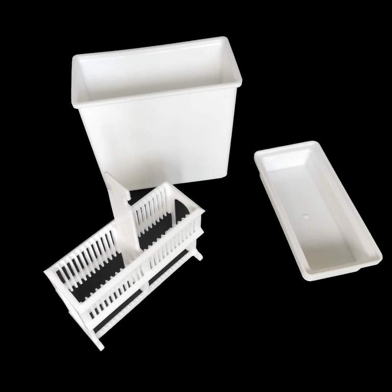 MUHWA White 24 Places Microscope Slides Staining Rack and Jar, Polypropylene
