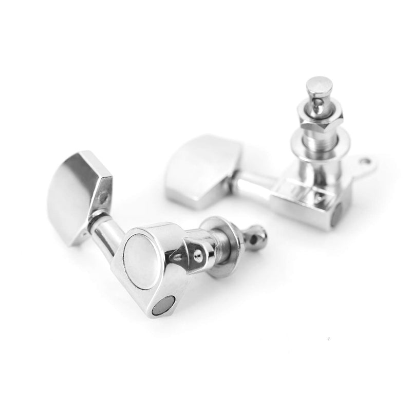 Alice Guitar Tuning Pegs Chrome-Plated Single Sealed Machine Head 6Pcs 3L3R for Acoustic Guitar and Electric Guitar