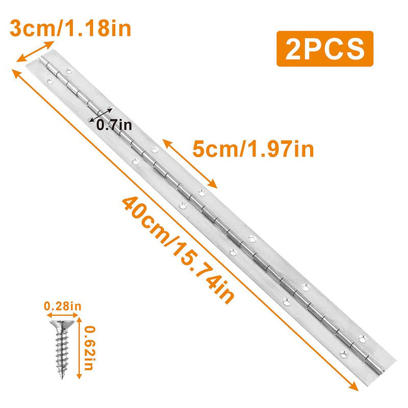 [AUSTRALIA] - 2PCS 16 Inch Sliver Piano Hinges for Cabinet Hinges Heavy Duty 6Inch Continuous Hinges Sliver Stainless Steel 304 Long Hinges Door Hinges (Sliver)) 2pack 16 inch(Sliver) 