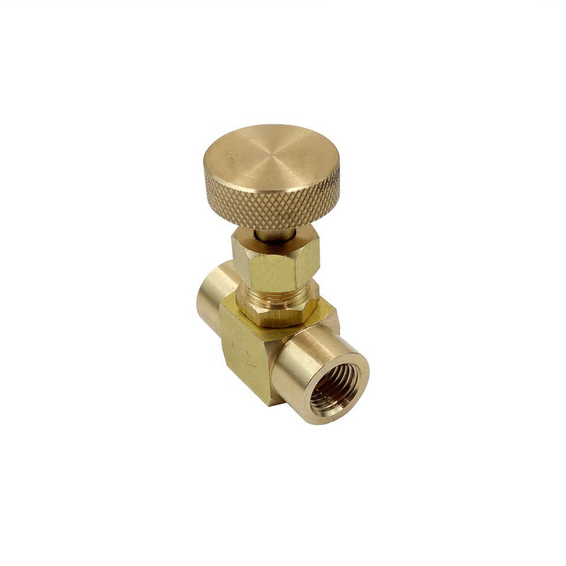 HongBoW Hardware Instrument Brass Needle Valve Propane Gas Needle Valve Wheel Handle 600 Psi(WOG) (1/4 NPT Female x 1/4 NPT Female) 1/4" NPT Female x 1/4" NPT Female