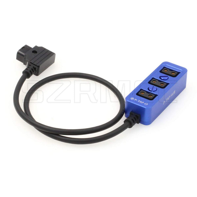 SZRMCC D-tap Male to 3 Port P-tap Hub Metal Splitter Power Cable with Screw Holes for ARRI RED Cameras accesories (Blue) Blue